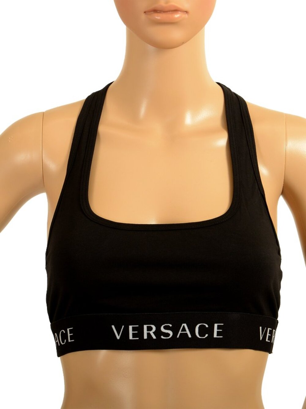 Versace Women's Black Logo Print Bralette Bra Versace sz 4 US L IT 44